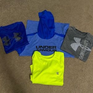 Lot of 5 shirts: 4 under Armour and 1 Champion YLG